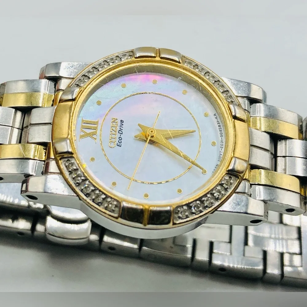Citizen Eco-Drive Ladies Watch Two-Tone Diamond Accent MOP Dial